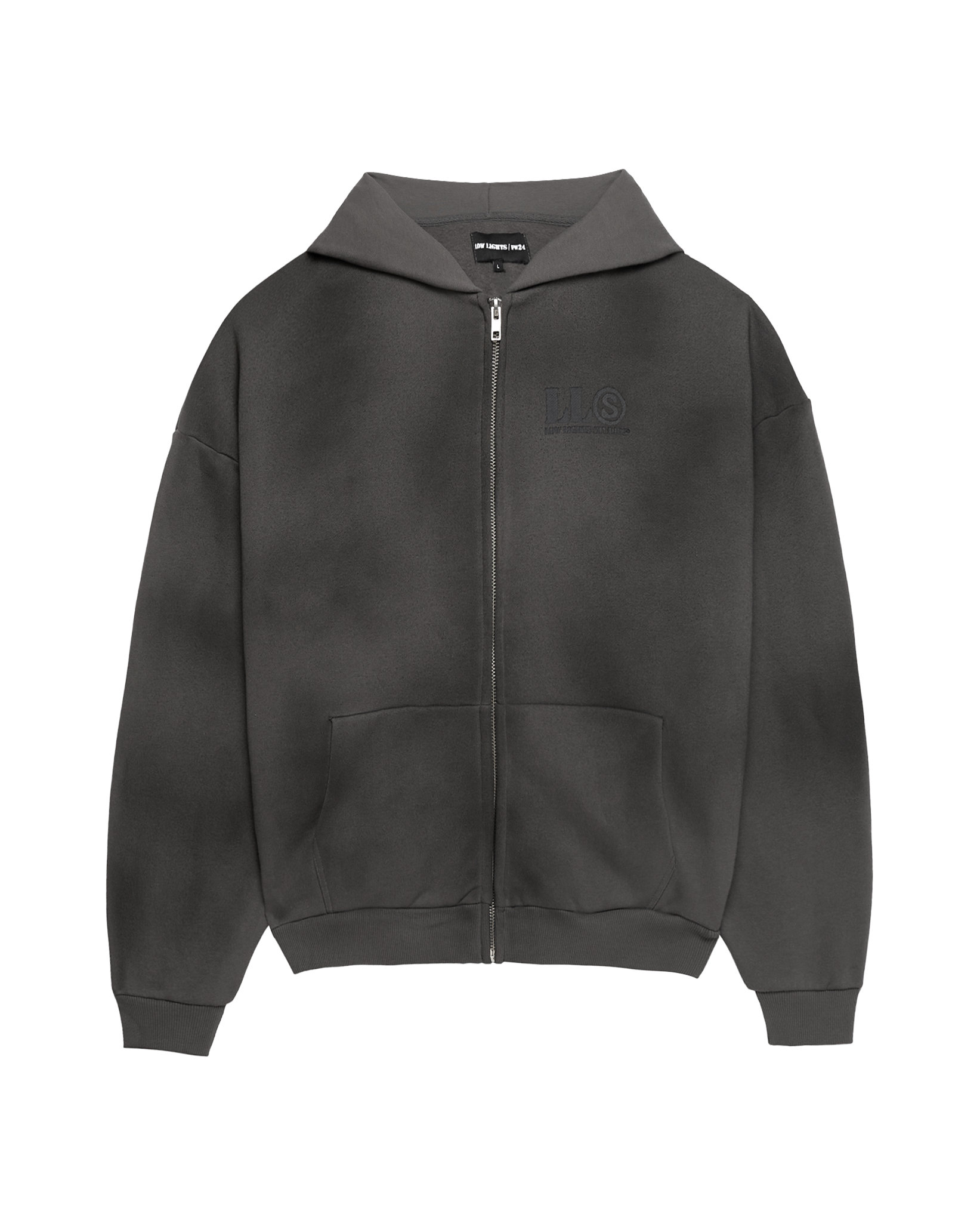 Circular zip-hoodie graphite dirty wash