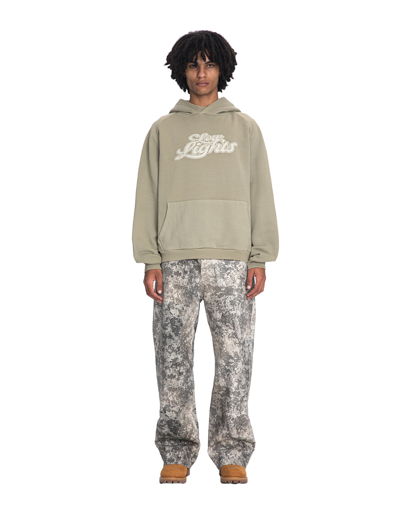 Mirage raglan hoodie taupe acid wash