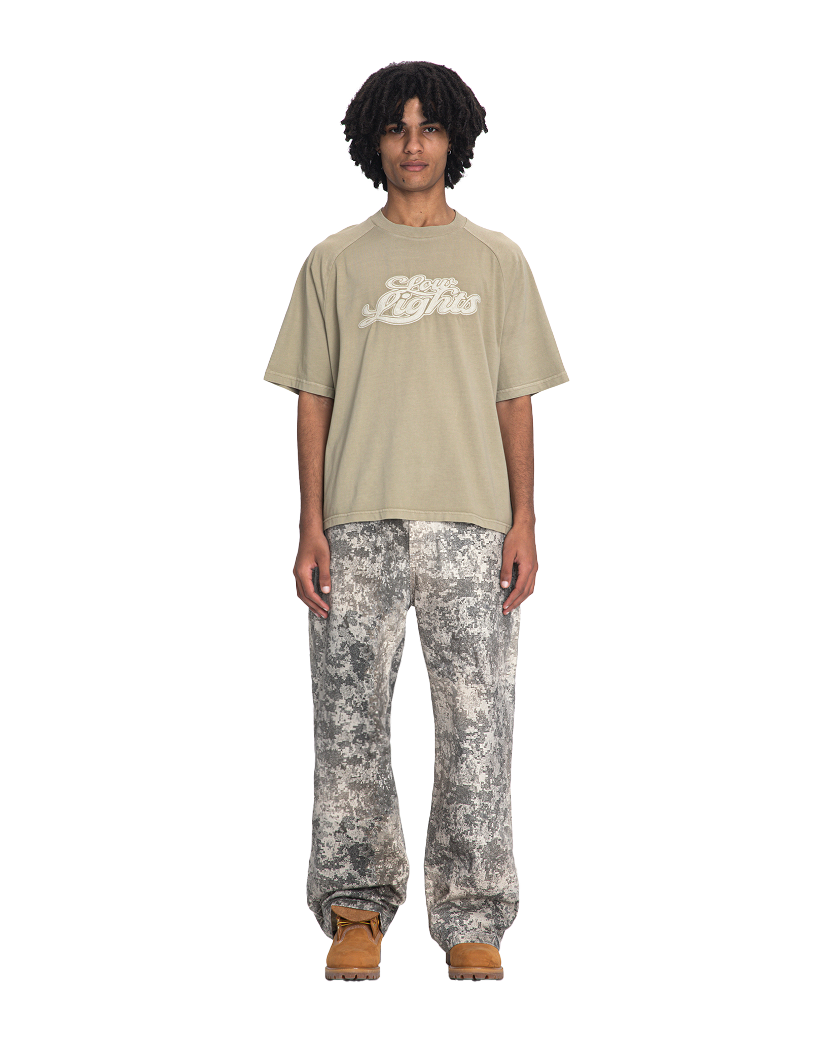 Mirage raglan tee taupe acid wash