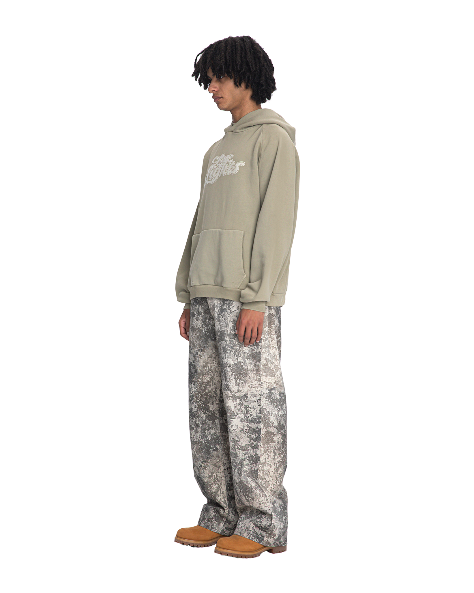 Mirage raglan hoodie taupe acid wash