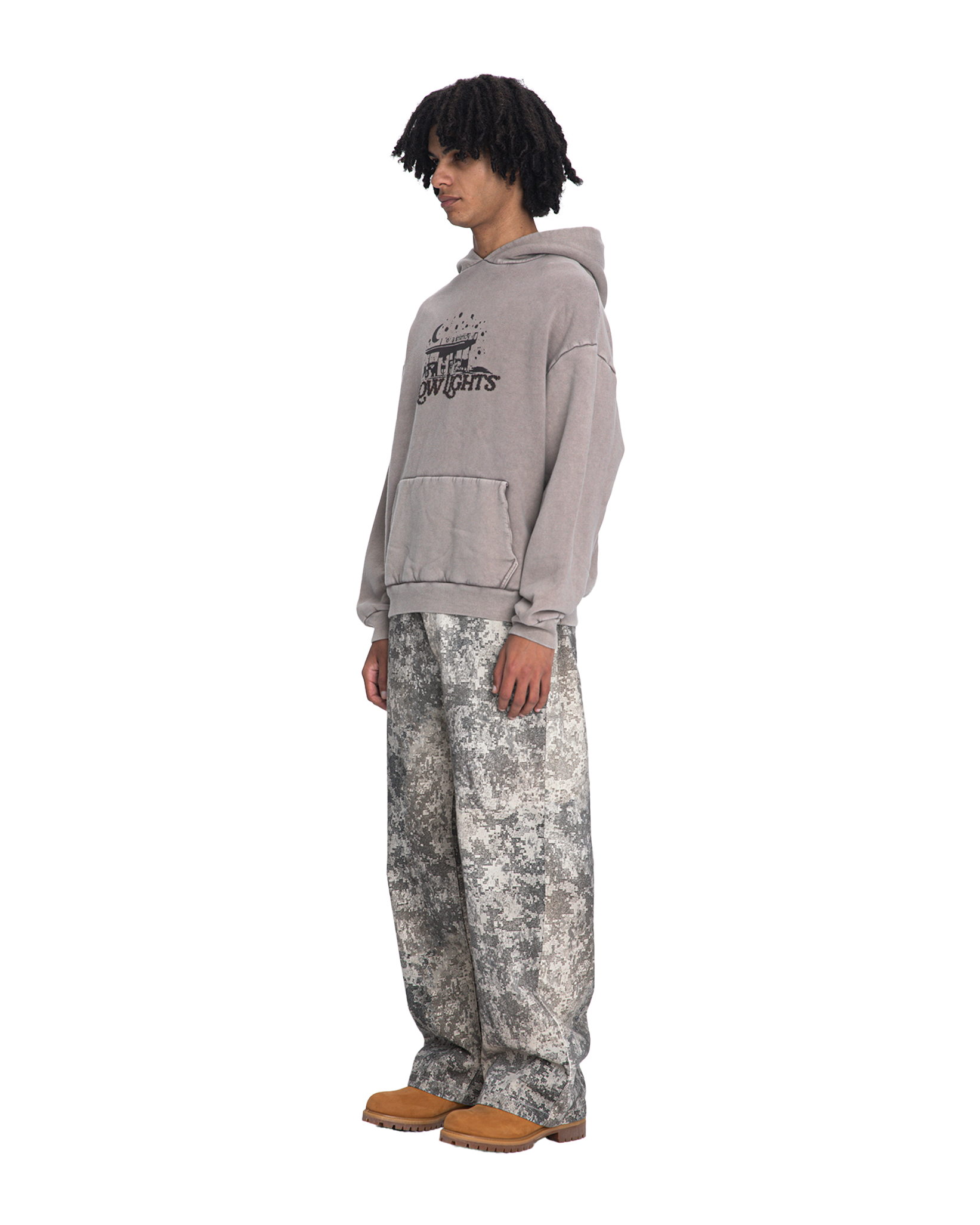 Night station hoodie asphalt acid wash