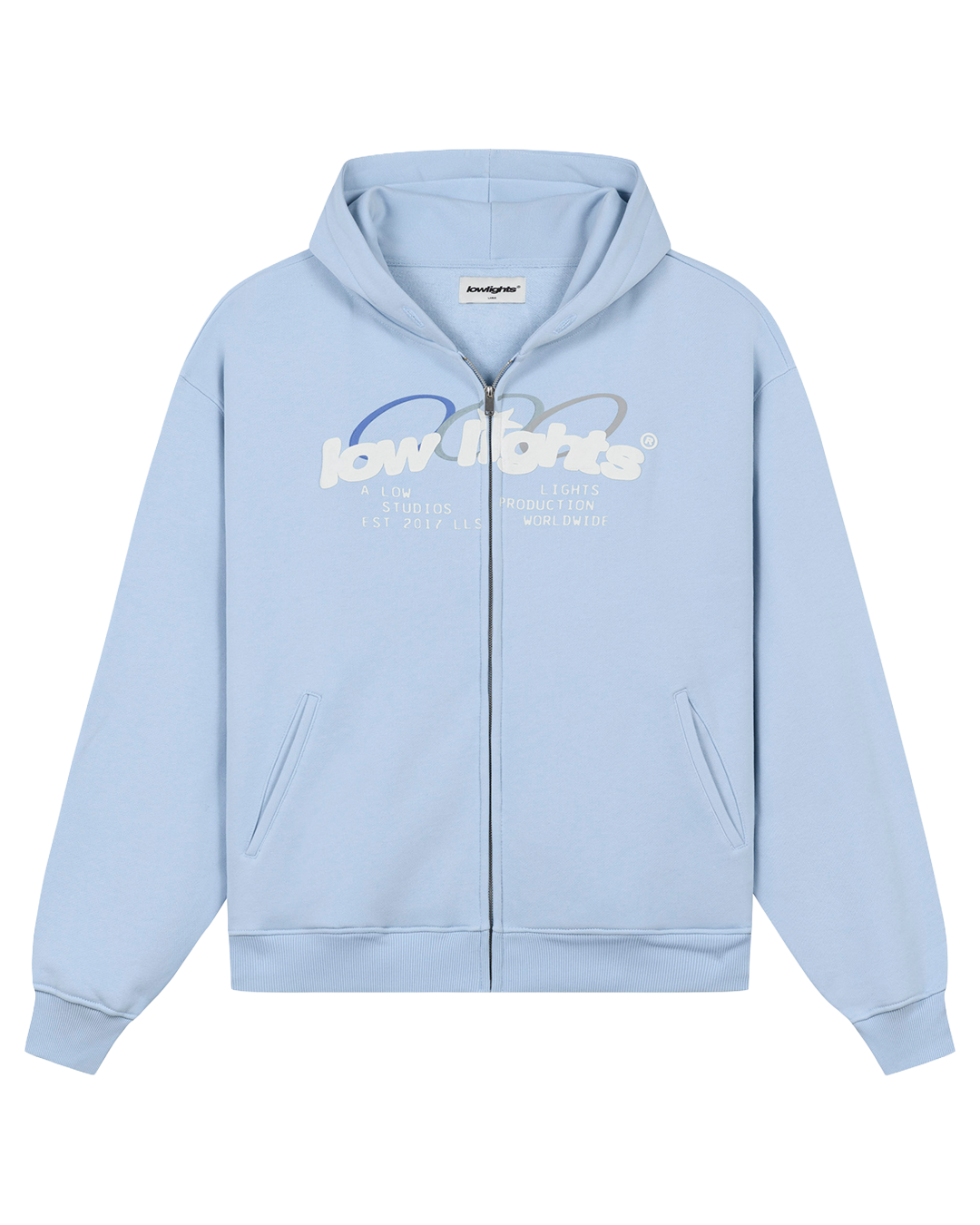 Ring Logo Zip Hoodie Baby Blue