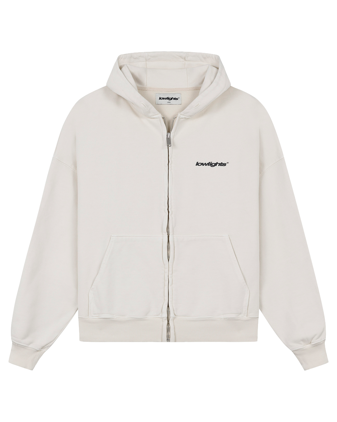 Basic Zip Hoodie Ecru