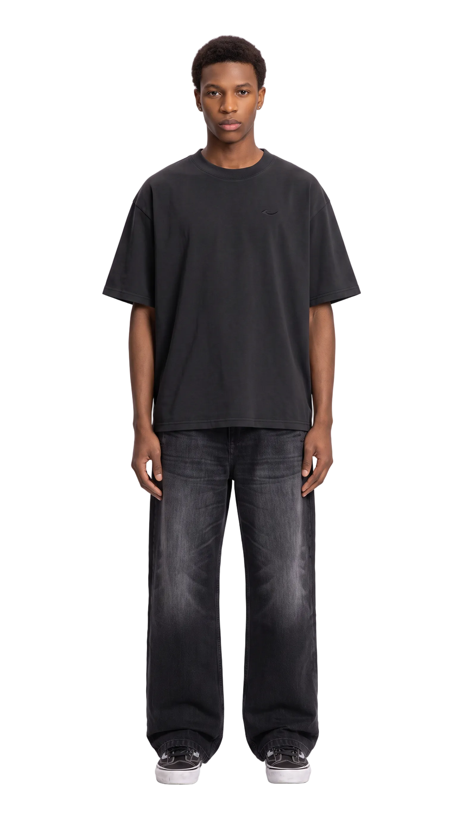 Baggy Denim Washed Dark Grey